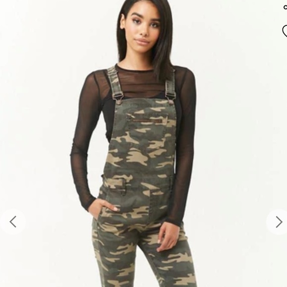 Forever 21 Los Angles Camouflaged Overalls Stretch Skinny - Picture 3 of 13